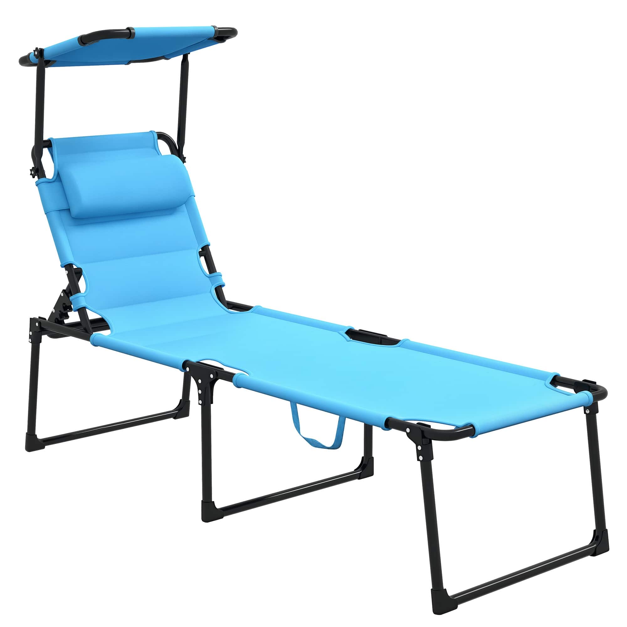 Outsunny - Lounge Chair, 4 Position Adjustable Backrest, Folding - Light Blue