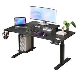 MERAVOM - 63" Dual Motor Height Adjustable Electric Standing Desk, Height Stand Up Computer Desk, Sit and Stand Home Office Desk - Black