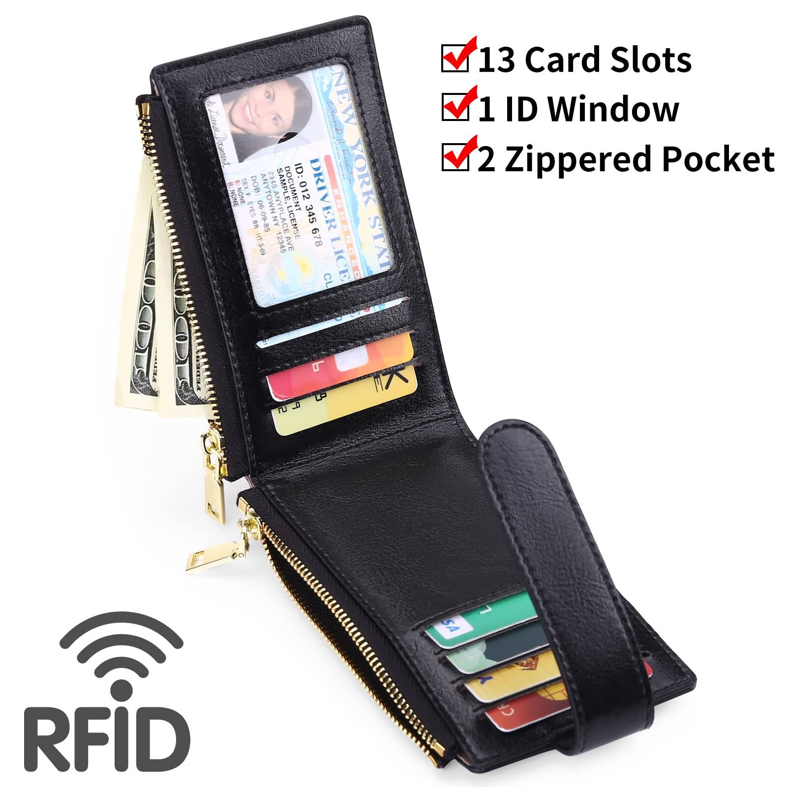 Back. Jadie Link - Air-tag Womens Wallet Genuine Leahter Bifold Credit Card Holder Built-in Integrated Case Built-in Case Air-TagCombining - AD-Pink.