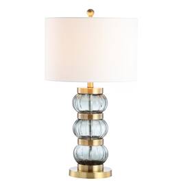 Jonathan Y - Linna 27.5" Glass/Metal Table Lamp - Smoked Gray/Brass Gold