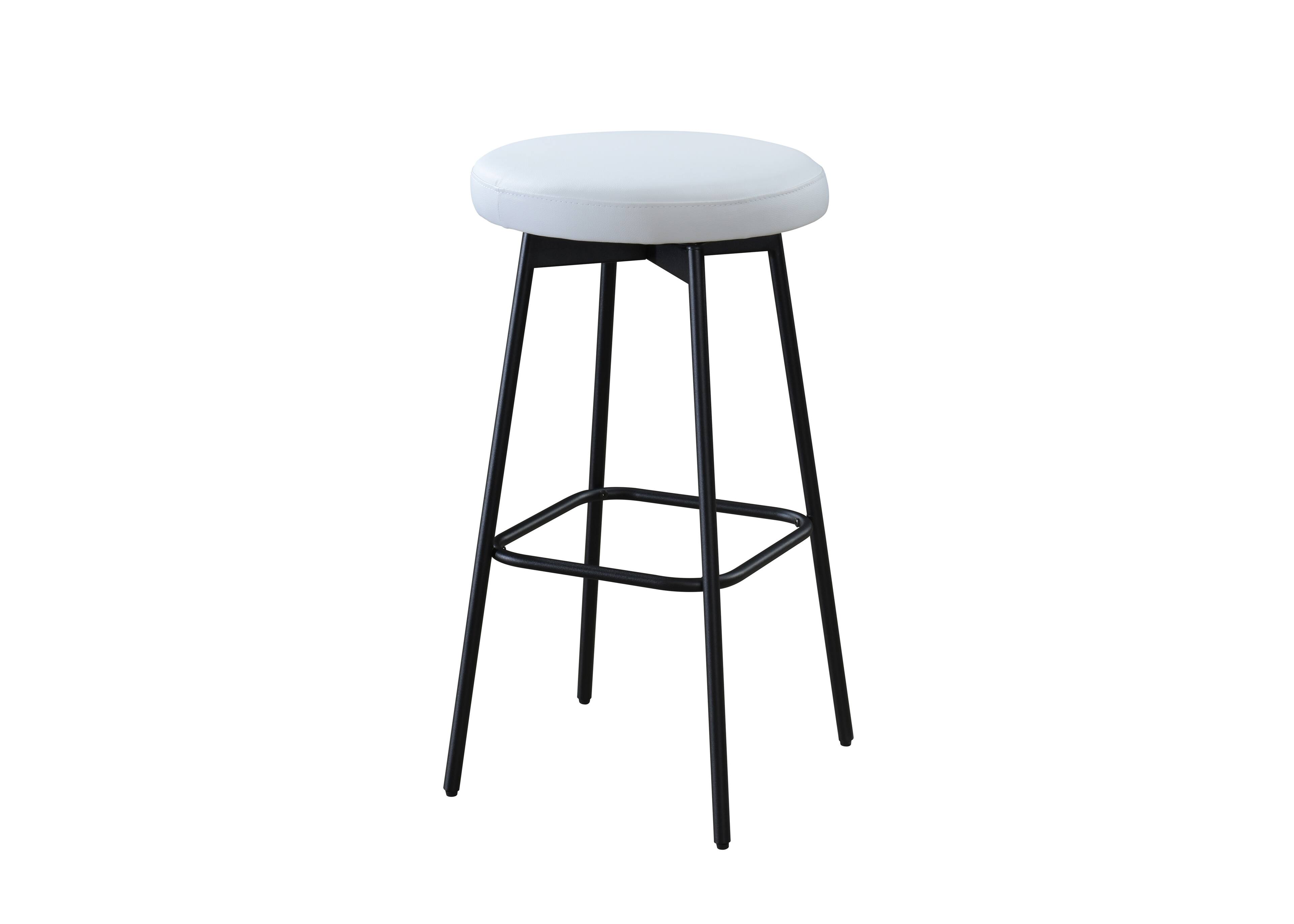 Left. LuXeo - Doheny 24" Steel Legs Swivel Barstool with Upholstered Seat, Black-White (Set of 2) - Black/White.