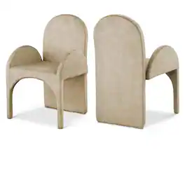 Meridian Furniture - Summer Velvet Dining Arm Chair, Set of 2 - Beige