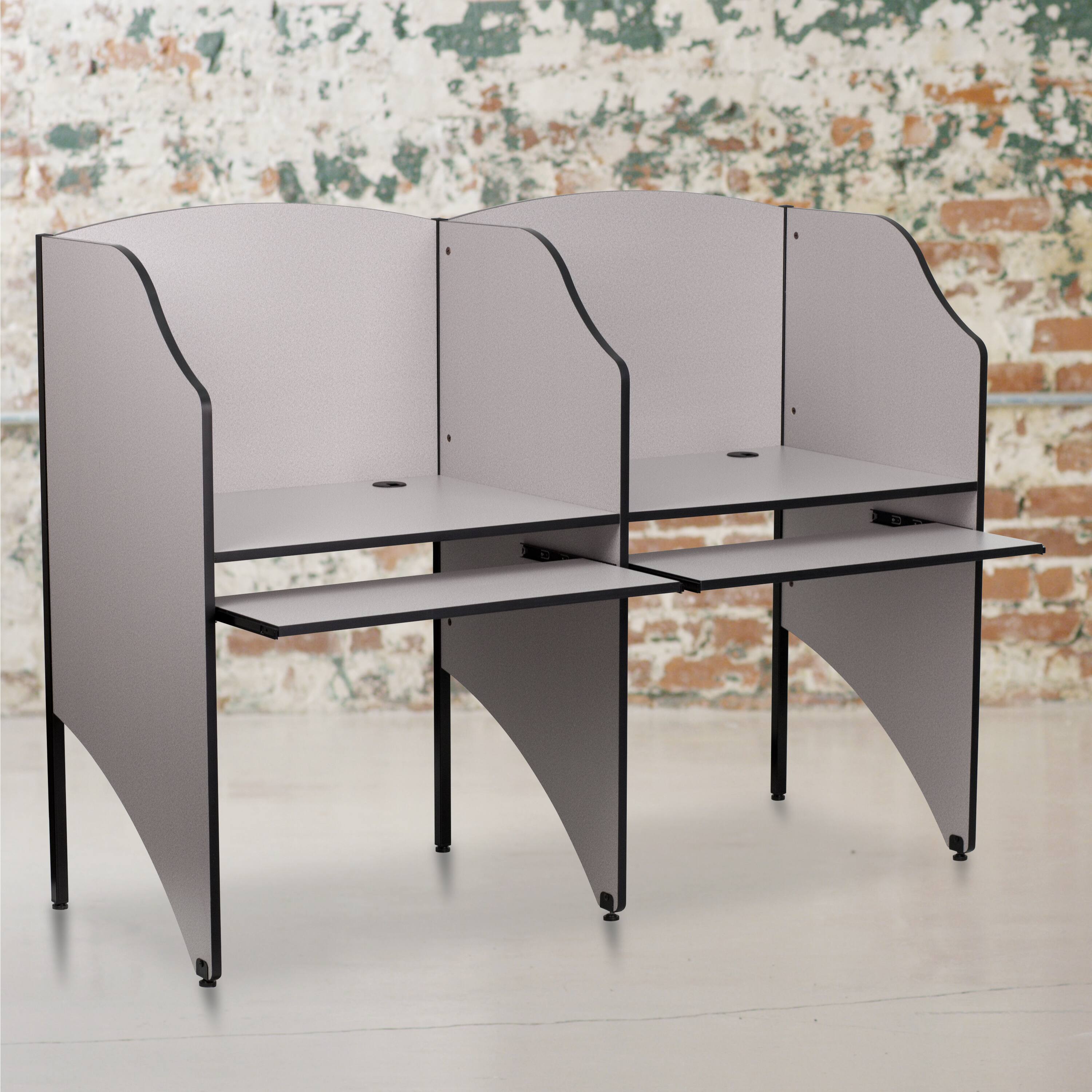 Alt View 1. Emma + Oliver - Add-On Study Carrel Home School Furniture - Nebula Grey.