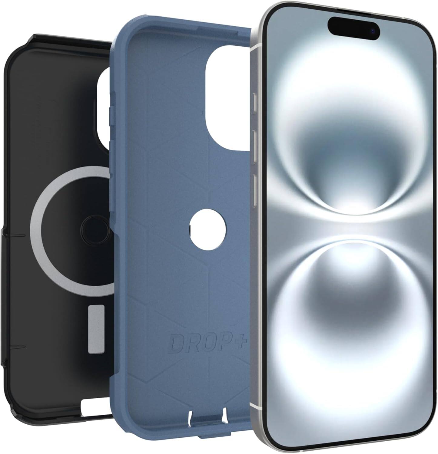 Alt View 1. OtterBox - OtterBox - Commuter Series Hard Shell for MagSafe for Apple iPhone 16 - Sovereign Navy (Black & Blue).