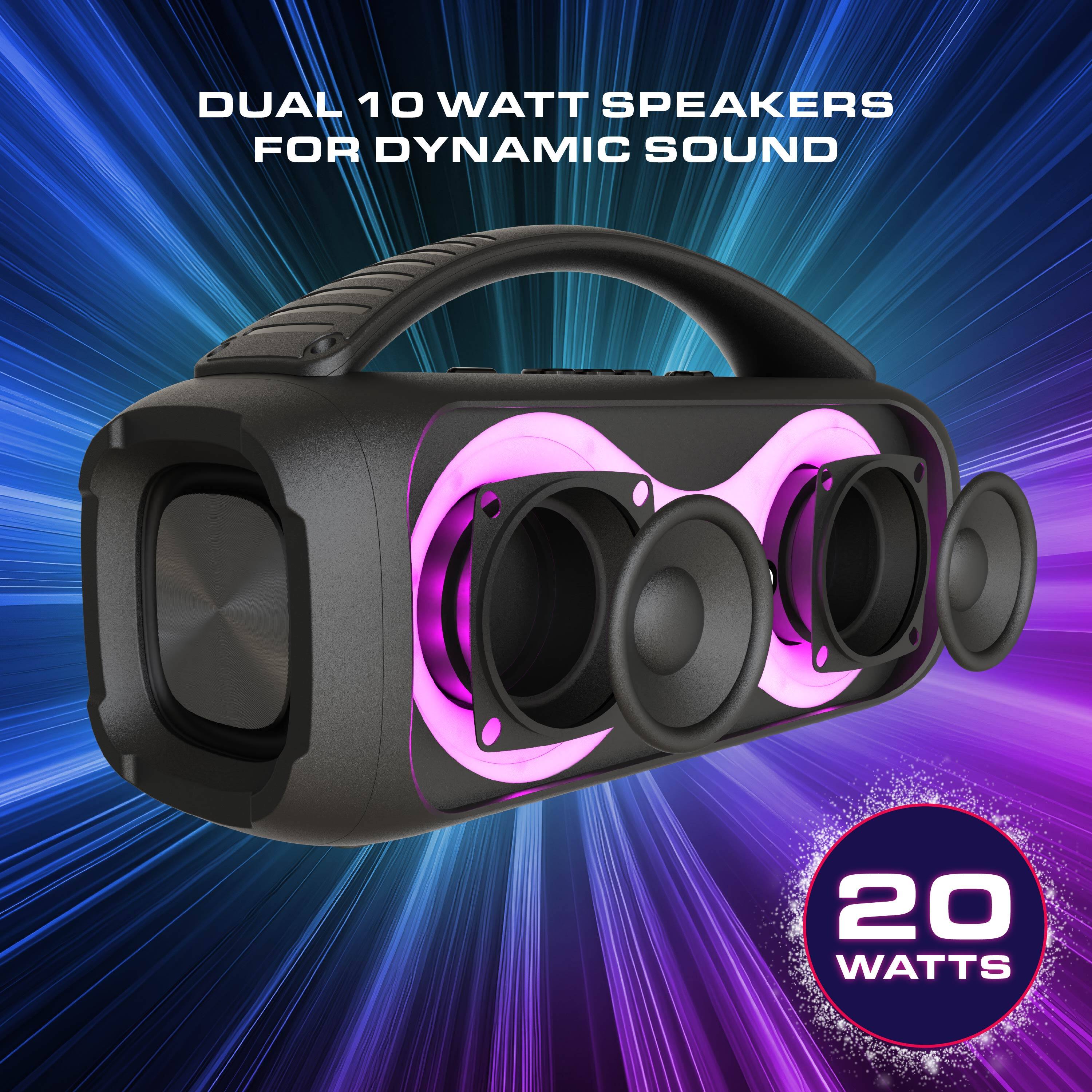 DUAL 10 WATT SPEAKERS FOR DYNAMIC SOUND  
20 WATTS
