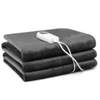Costway - 71'' x 30'' Heated Mattress Pad Twin, Massage Table Warmer with 5 Heat Settings - Grey - Front_Zoom