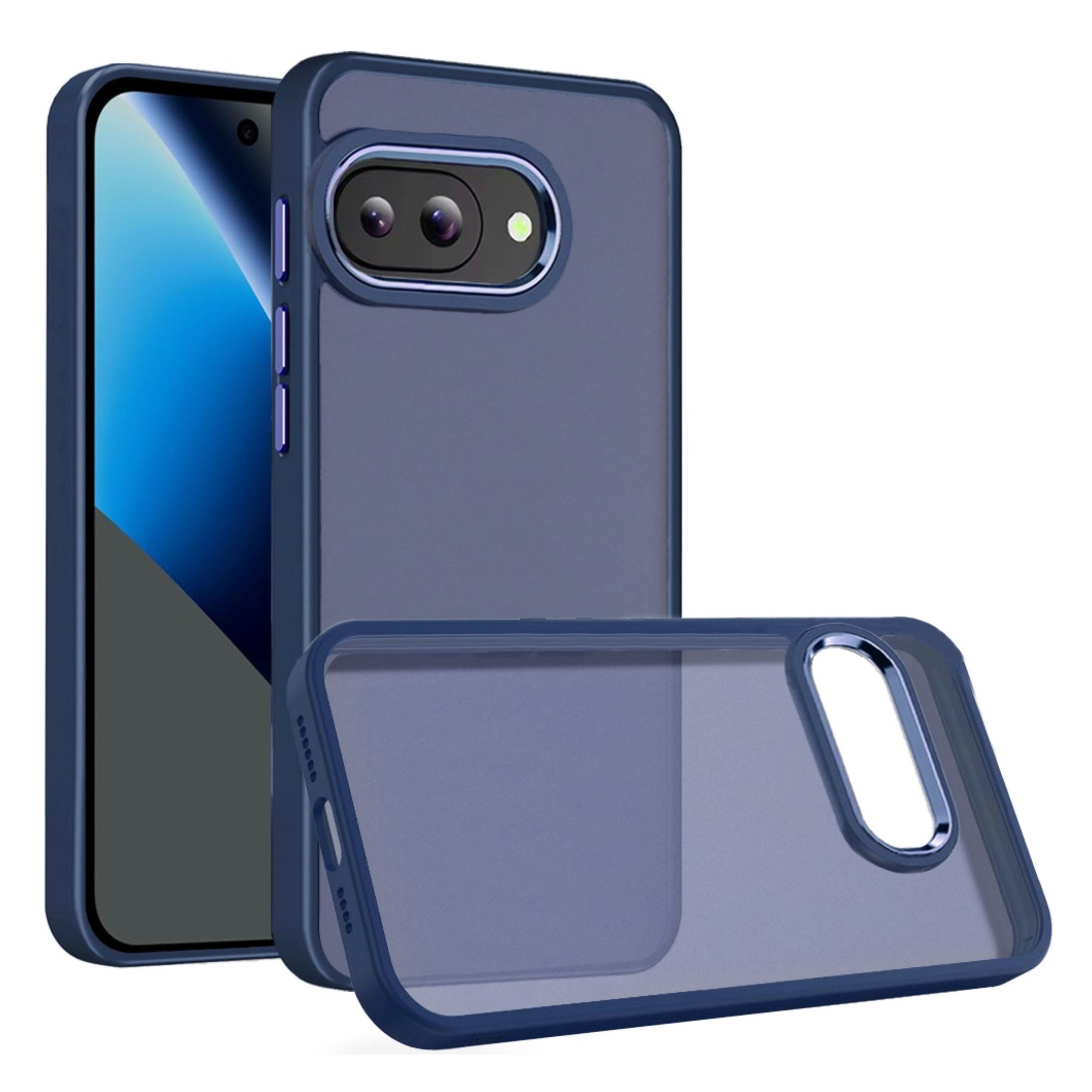 Kitcheniva - Metallic Buttons Raised Edges Phone Case With Tempered Glass For Google Pixel 10a - Blue price history on PriceWatchPro