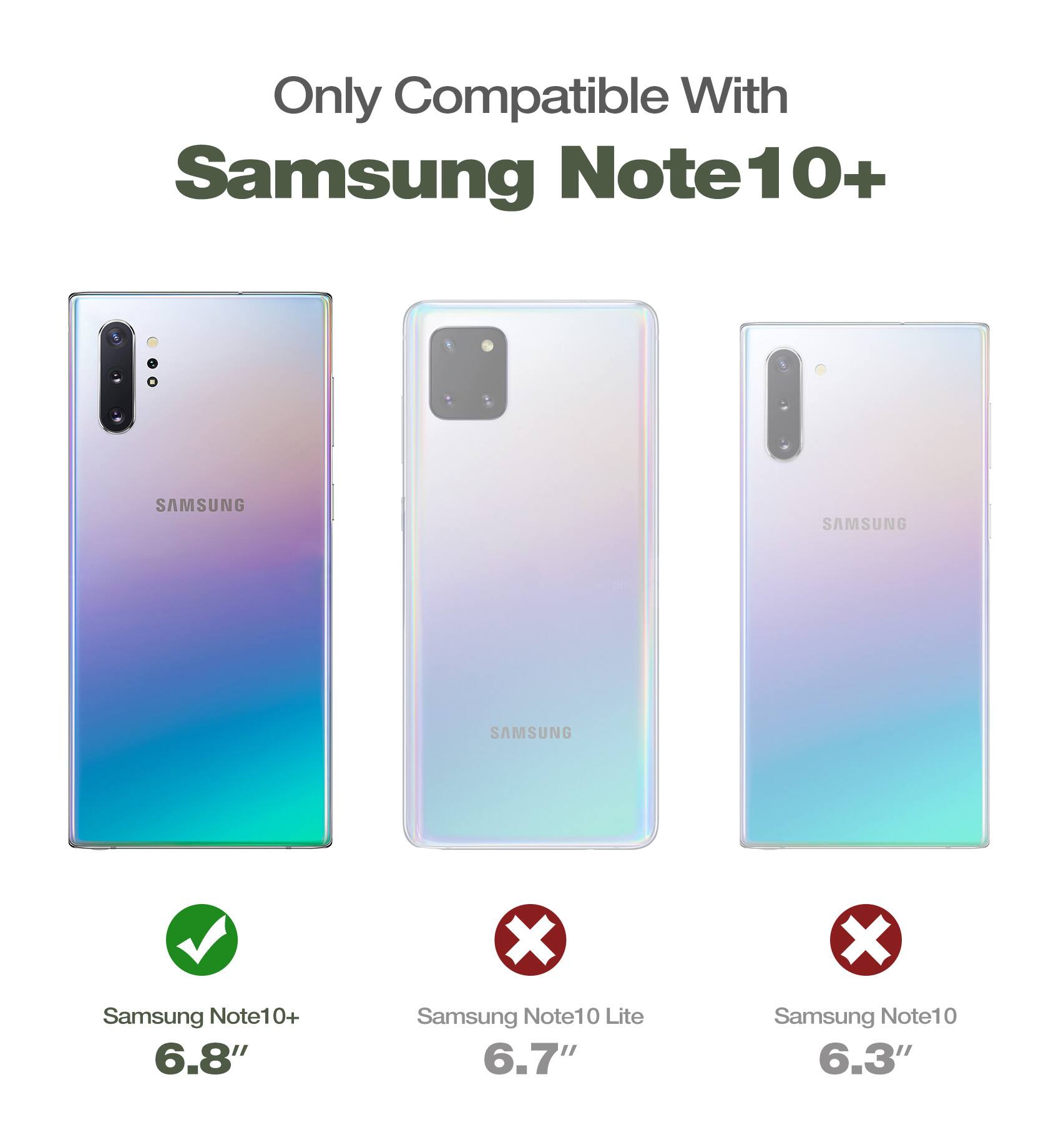 Only Compatible With Samsung Note10+ SAMSUNG SAMSUNG SAMSUNG

Samsung Note10+ 6.8"
Samsung Note10 Lite 6.7"
Samsung Note10 6.3"