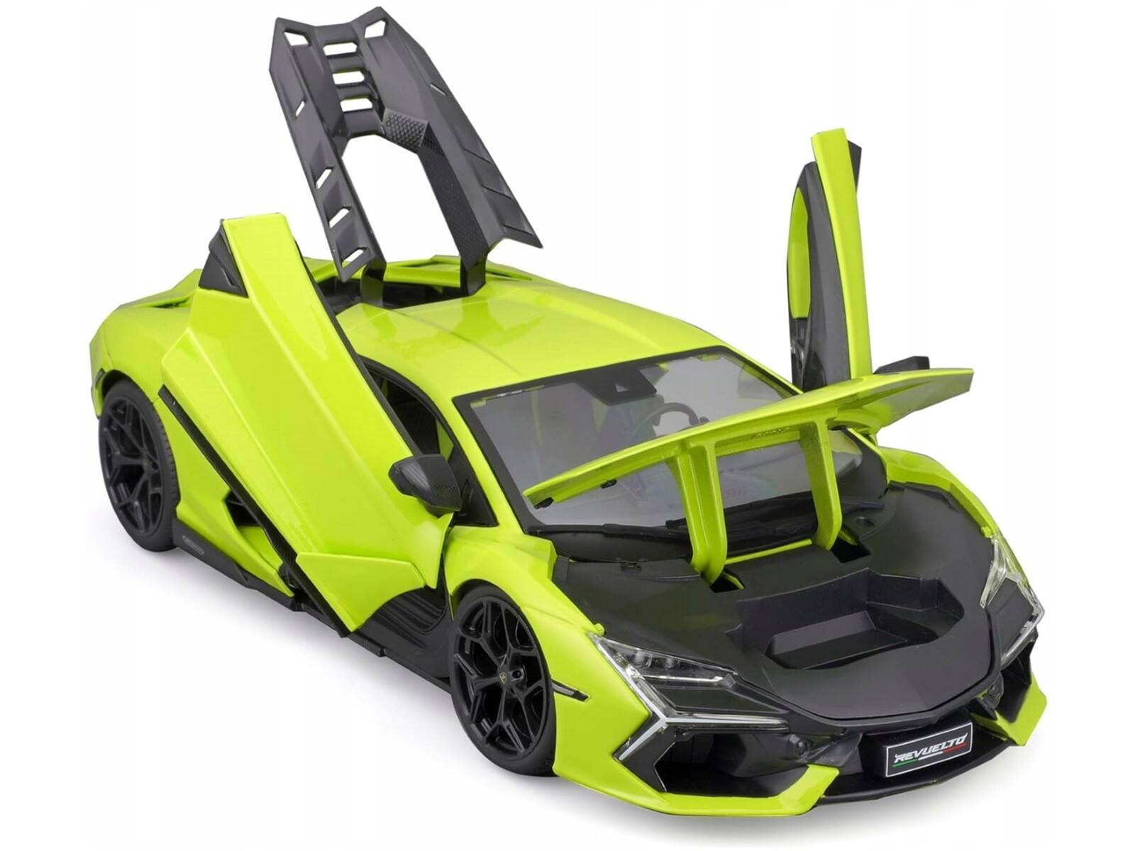 Angle. Maisto - Lamborghini Revuelto Green Metallic "Special Edition" 1/18 Diecast Model Car by Maisto - Green Metallic.