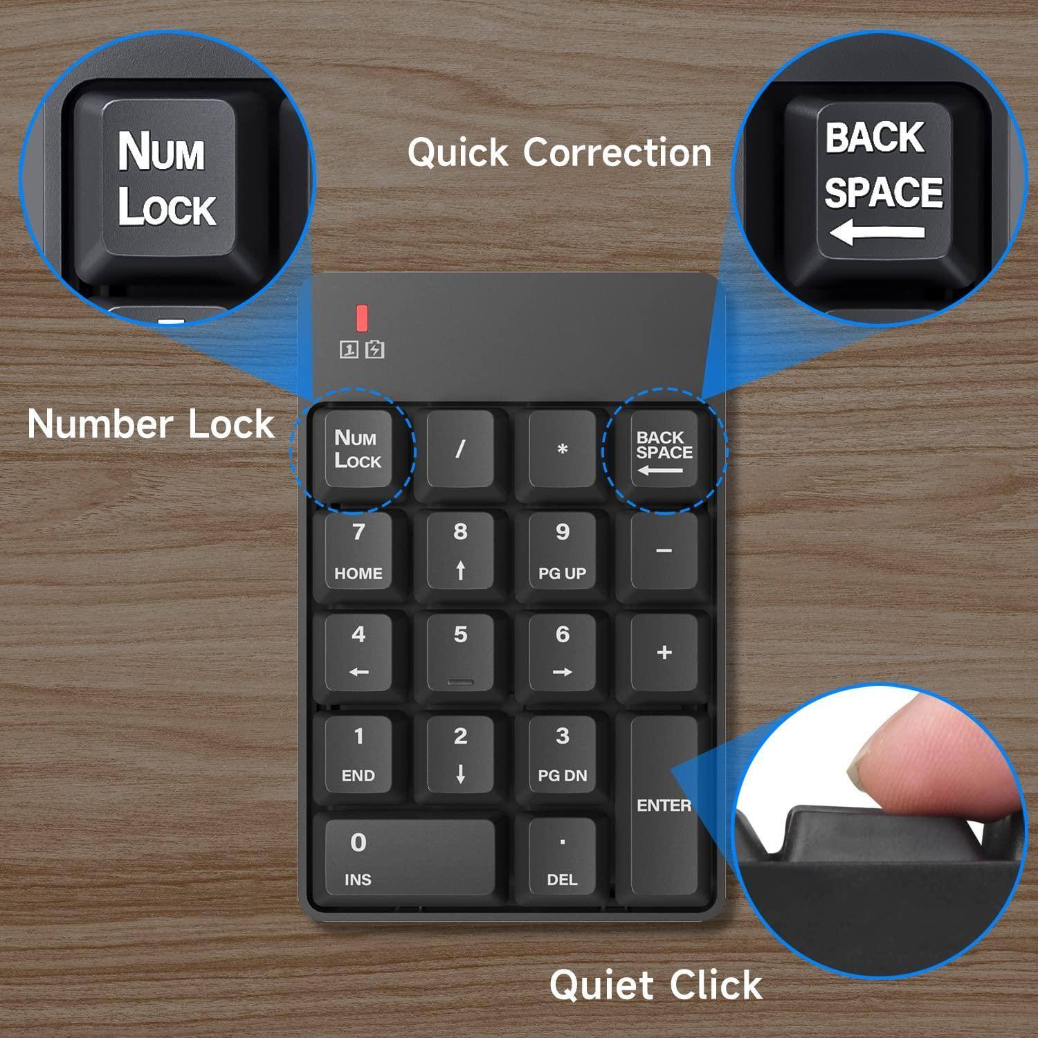 - **Number Lock**
  - NUM LOCK

- **Quick Correction**
  - BACK SPACE

- **Quiet Click**
  - ENTER