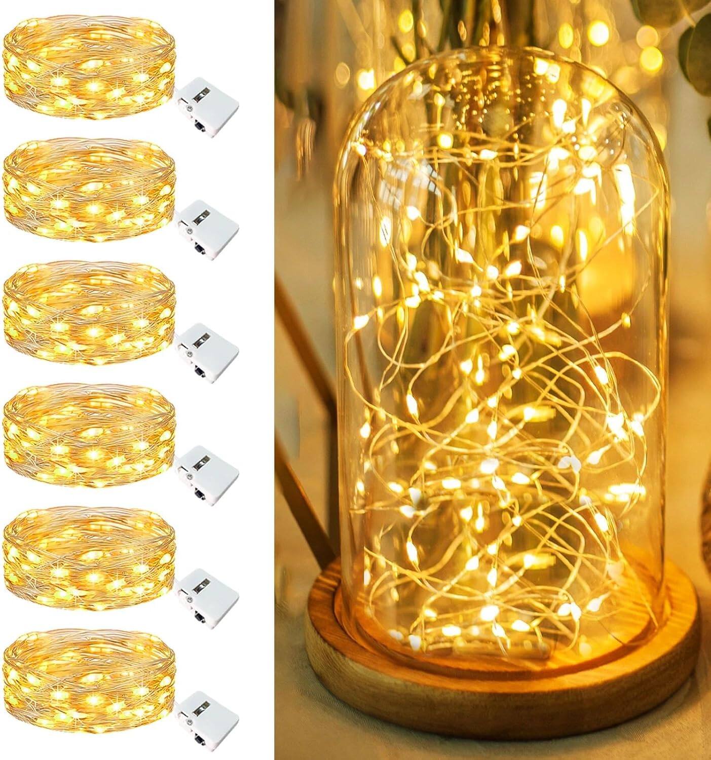 Front. Veranti - 6-Pack Fairy String Lights, 7FT 20 LED, Battery Powered, IP65 Waterproof, 3 Lighting Modes.