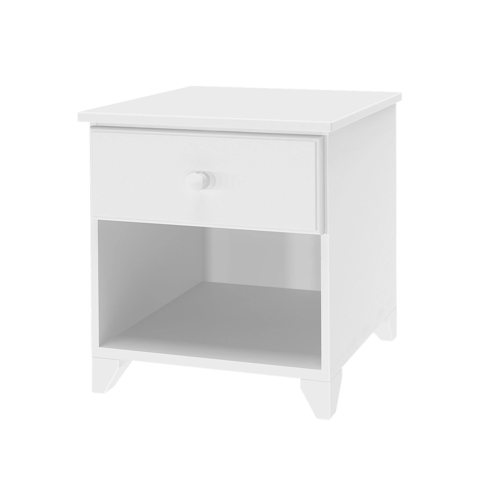 Alt View 2. Plank+Beam - Nightstand with 1 Drawer, White - White.