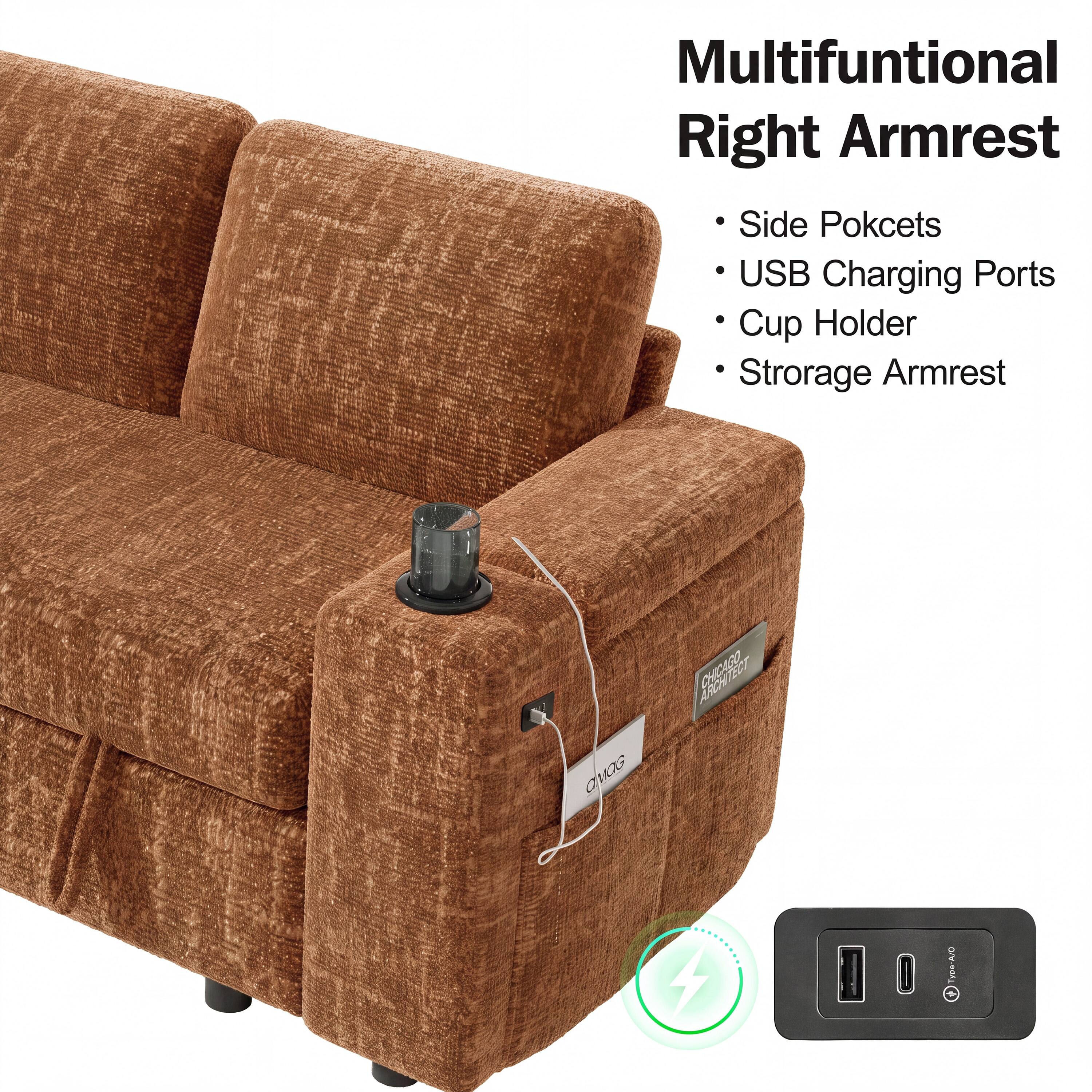 Multifunctional Right Armrest

- Side Pockets
- USB Charging Ports
- Cup Holder
- Storage Armrest

QMOG

Type-A/O