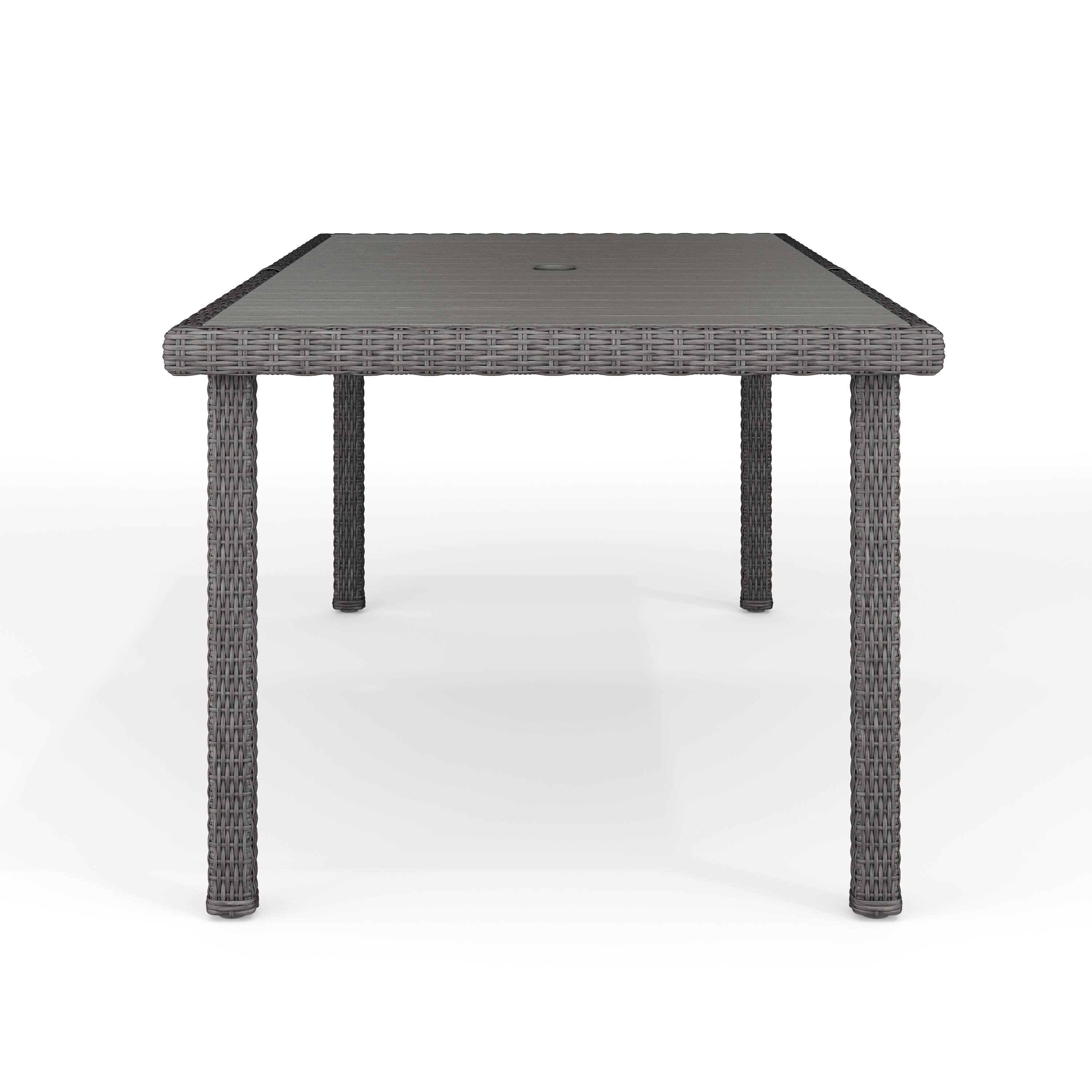 Alt View 8. Martha Stewart - Bedford 71" Outdoor Rattan Wicker Patio Table with Engineered Wood Top - Gray.