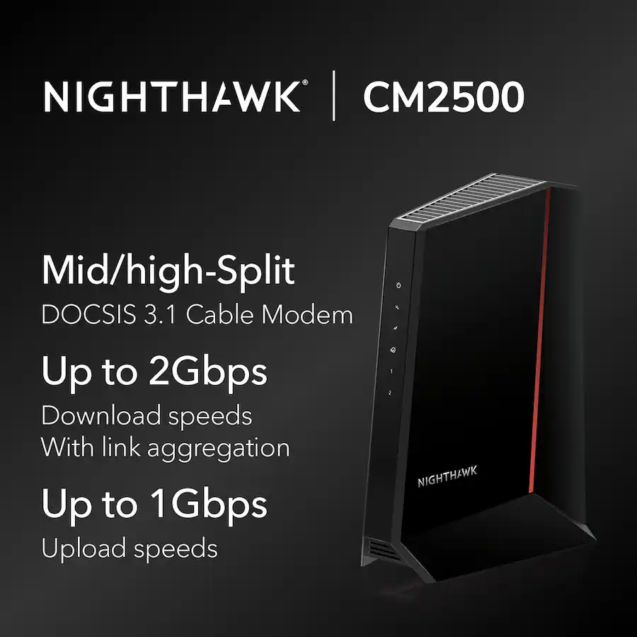 Modem Speed NETGEAR Nighthawk Mid/High Split 32 x 8 DOCSIS 3.1 Cable Modem Black ...