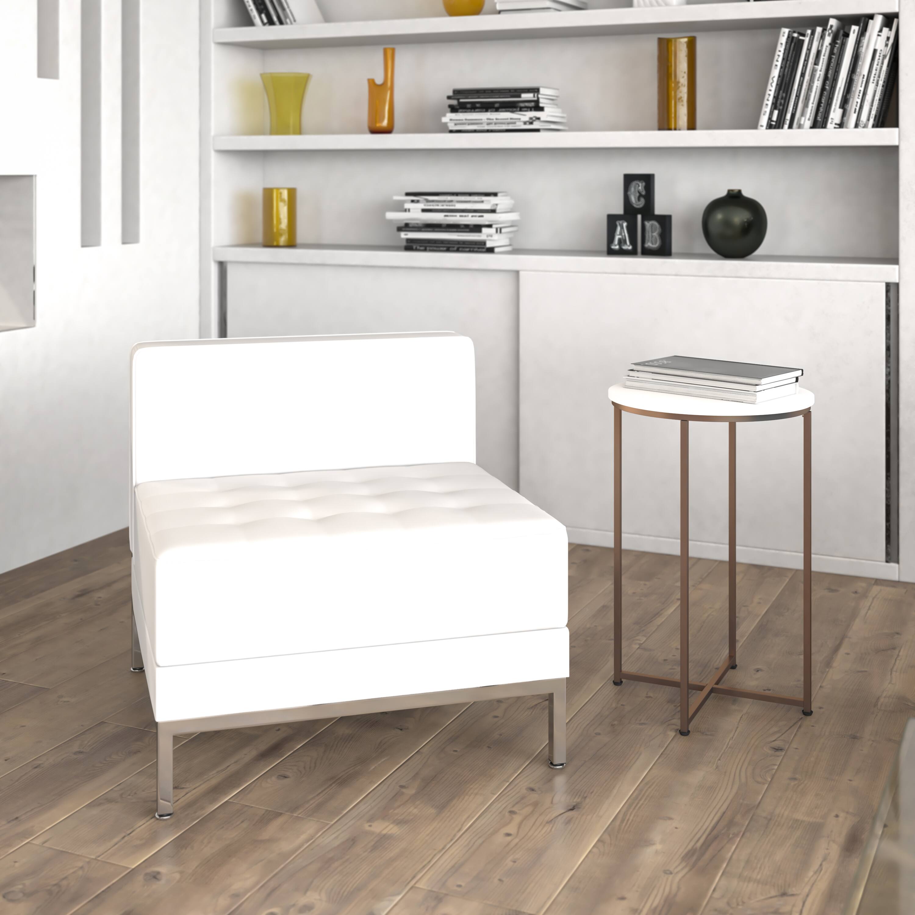 Alt View 1. Emma + Oliver - Contemporary LeatherSoftSoft Reception Modular Middle Chair - Melrose White.