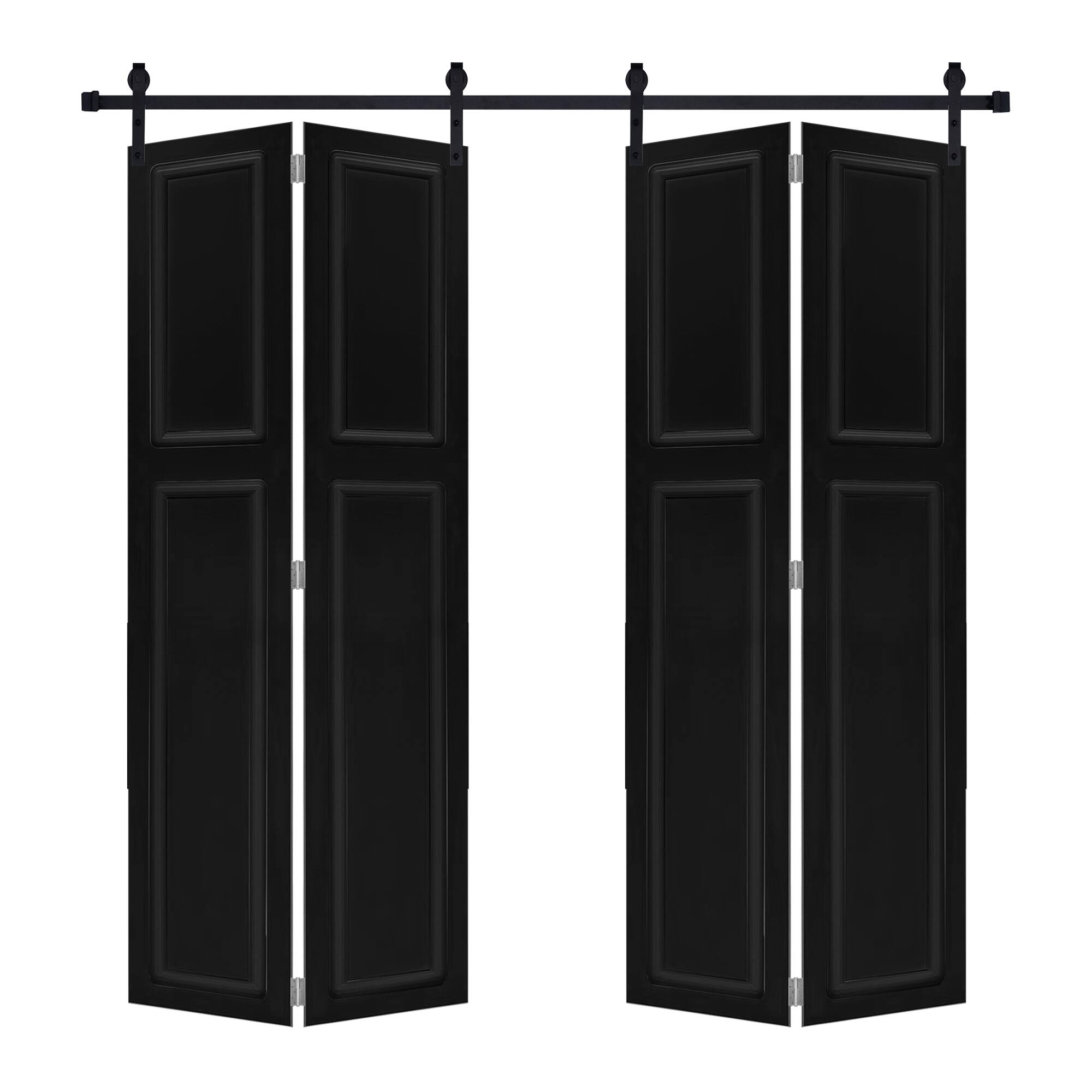 Front. Boyel Living - Black Interior Barn Door 64-in L x 0.75-in W x 80-in H with Matching Installation Hardware - Black.