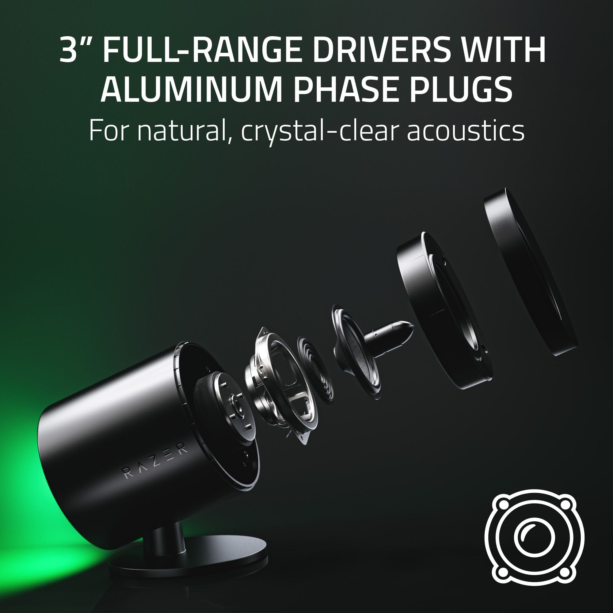 3" Full-Range Drivers with Aluminum Phase Plugs for natural, crystal-clear acoustics.