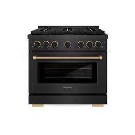 ZLINE - Designer 36 in. 5.2 cu. ft. Manual Clean Freestanding Gas Range in Black Satin Steel with Black and Bronze Accents - Black Satin Stainless Steel