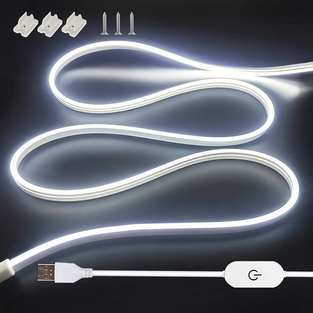 PARKER SLATER - 3.28ft USB Dimmable White LED Light Strip, for Bedroom, Cabinet, Kitchen