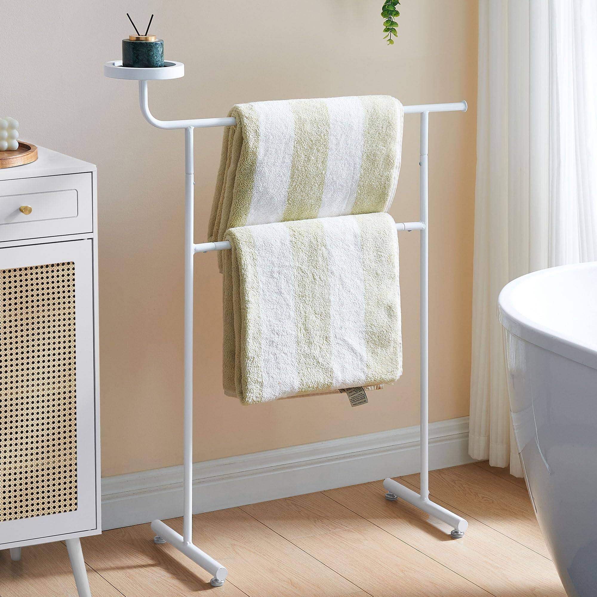 Kings Brand Furniture - Valet Clothes Stand with Storage Tray - White