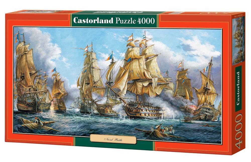 Castorland - 4000 Piece Jigsaw Puzzles, Naval Battle, Nautic painting, Old navy ships, Sailing ships at war, C-400102-2 - Red