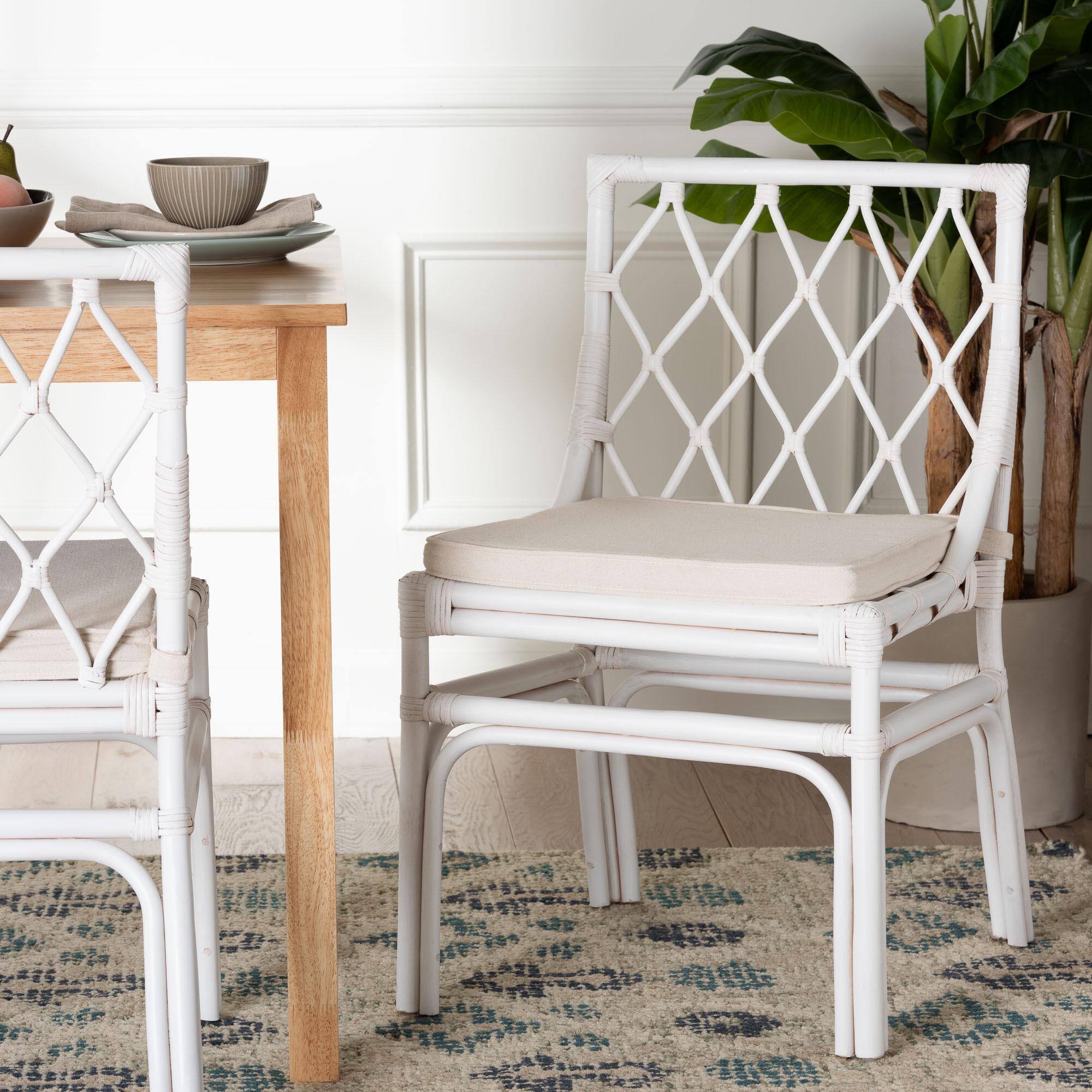 Alt View 4. bali & pari - Carwyn Bohemian Rattan Dining Chair - White.
