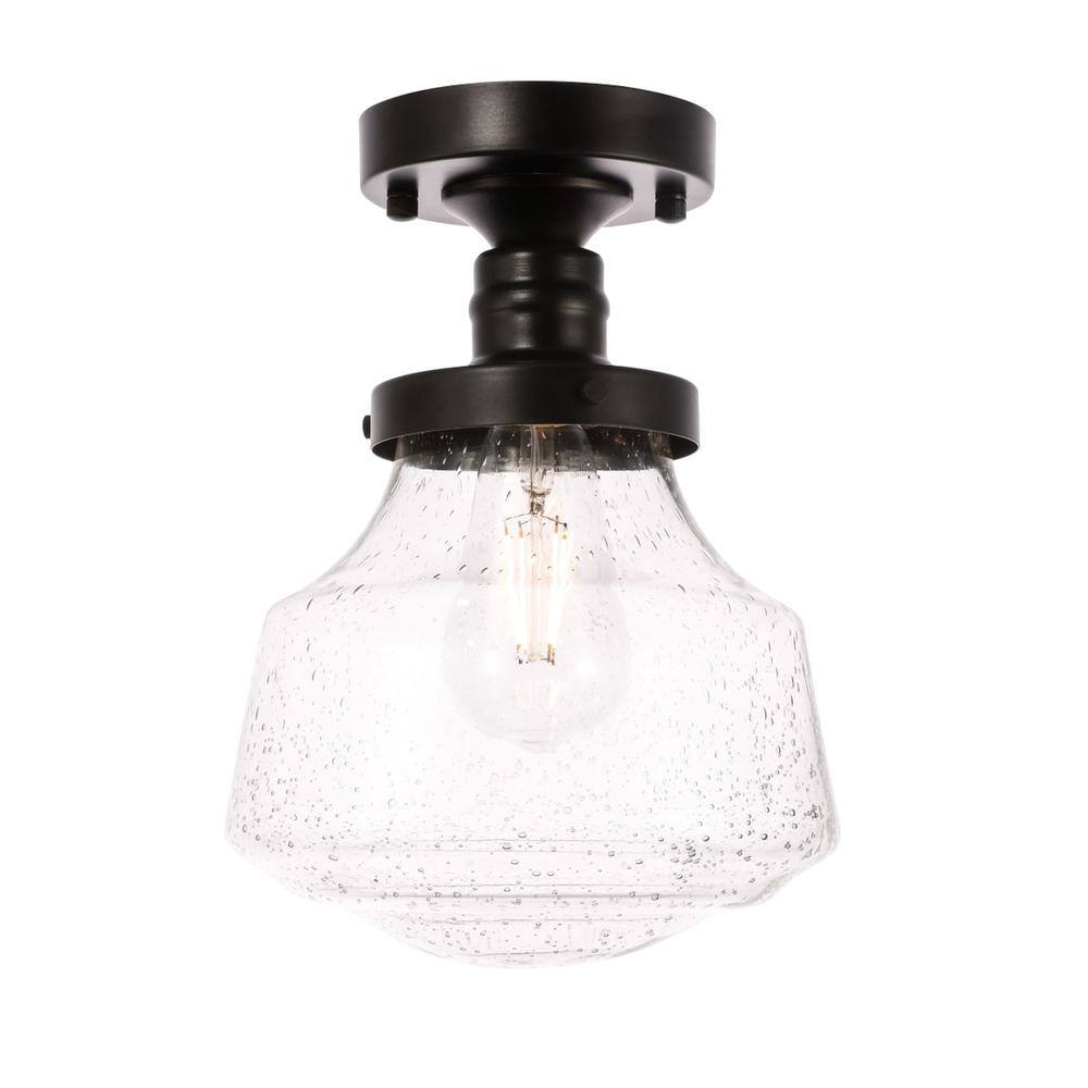 Alt View 8. Living District - Lyle 1 light Black and Clear seeded glass Flush mount - Black And Clear Seeded Glass.