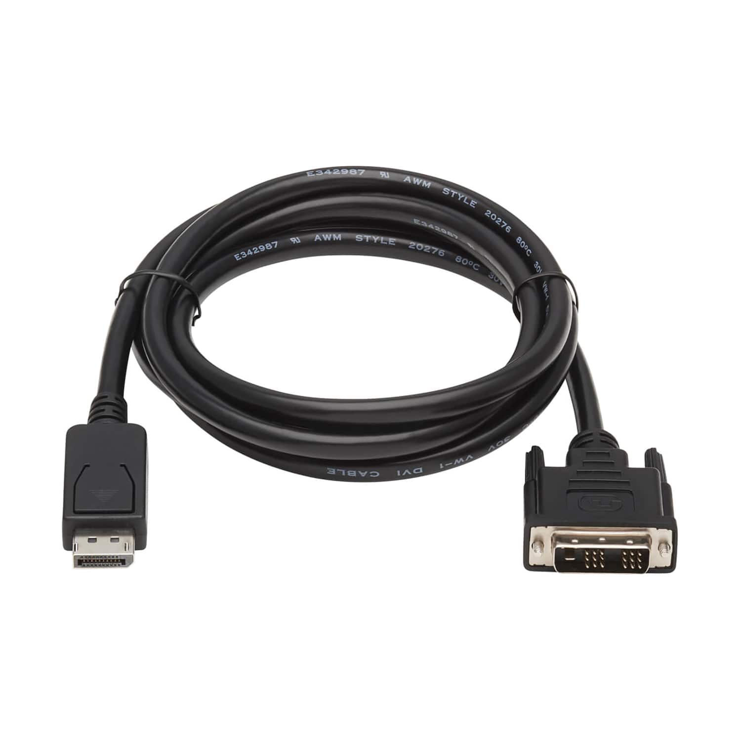 Tripp Lite - 1080p DisplayPort Male Latch to DVI-D Male Single Link Adapter Cable 6 Ft P581-006 - Black