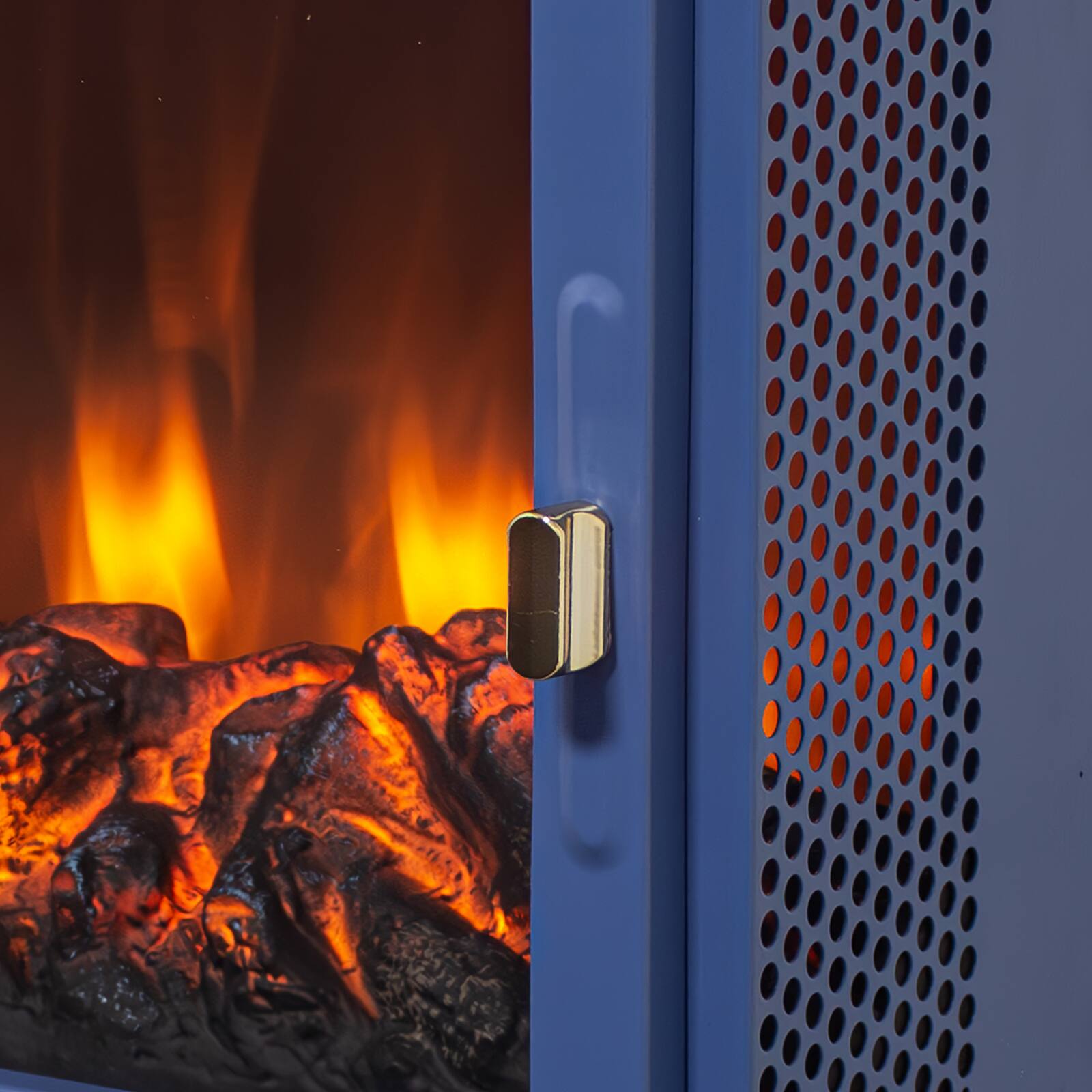 Alt View 3. Chateau Abodes - 17" Electric Fireplace, Freestanding Heater with Realistic Flame & Log, Overheat Protection - Blue.