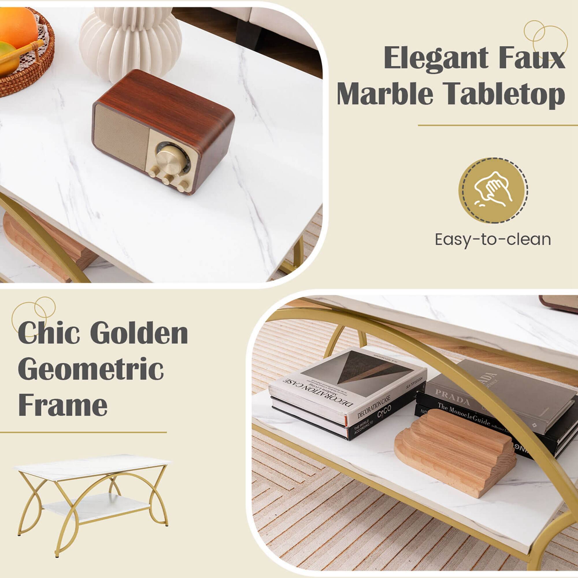 Elegant Faux Marble Tabletop Easy-to-clean Chic Golden Geometric Frame cr DECORATION MUANT DECORATIONICASE CrCO  ADA  PRADA The ND MonoeleGuide o NG