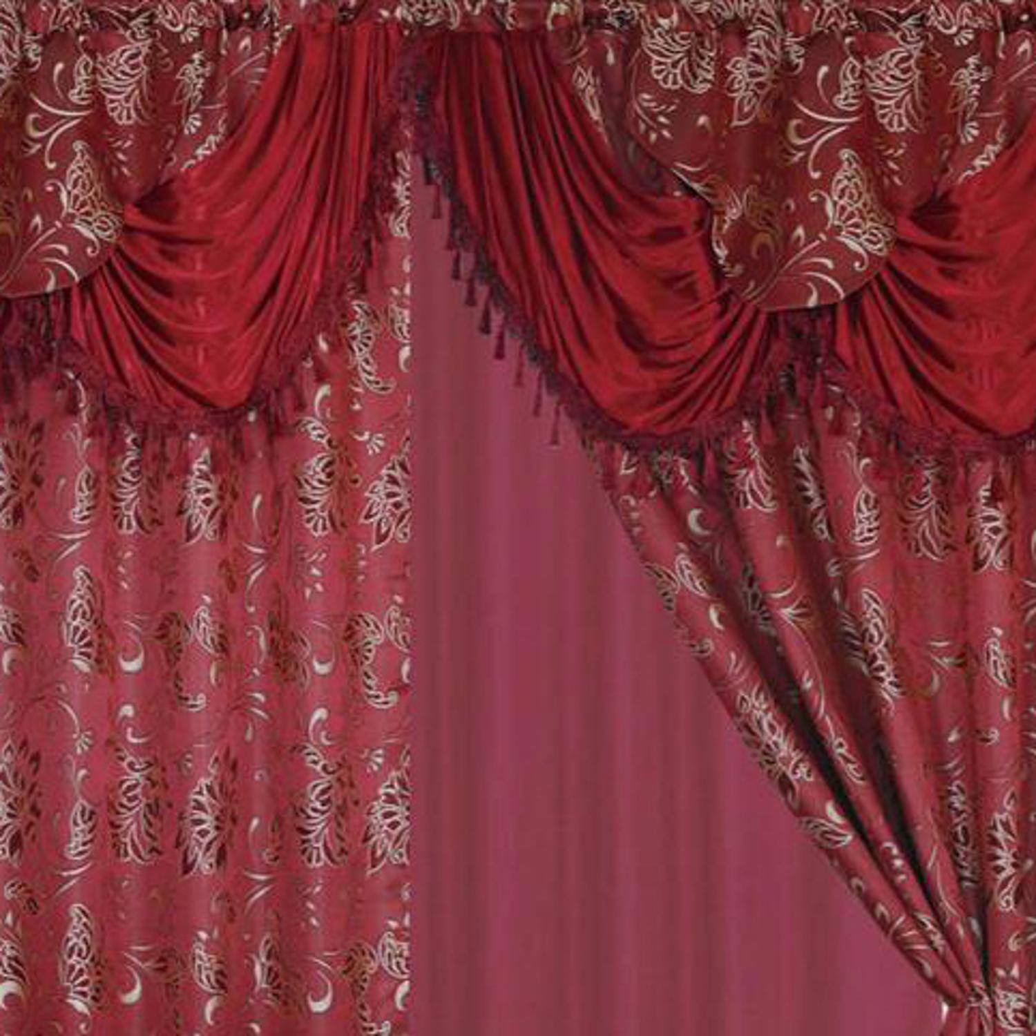 Back. RT Designers Collection - RT Designers Collection Clayton Burgundy 2-Piece Thermal Insulated Grommet Curtain Panels - Burgundy.