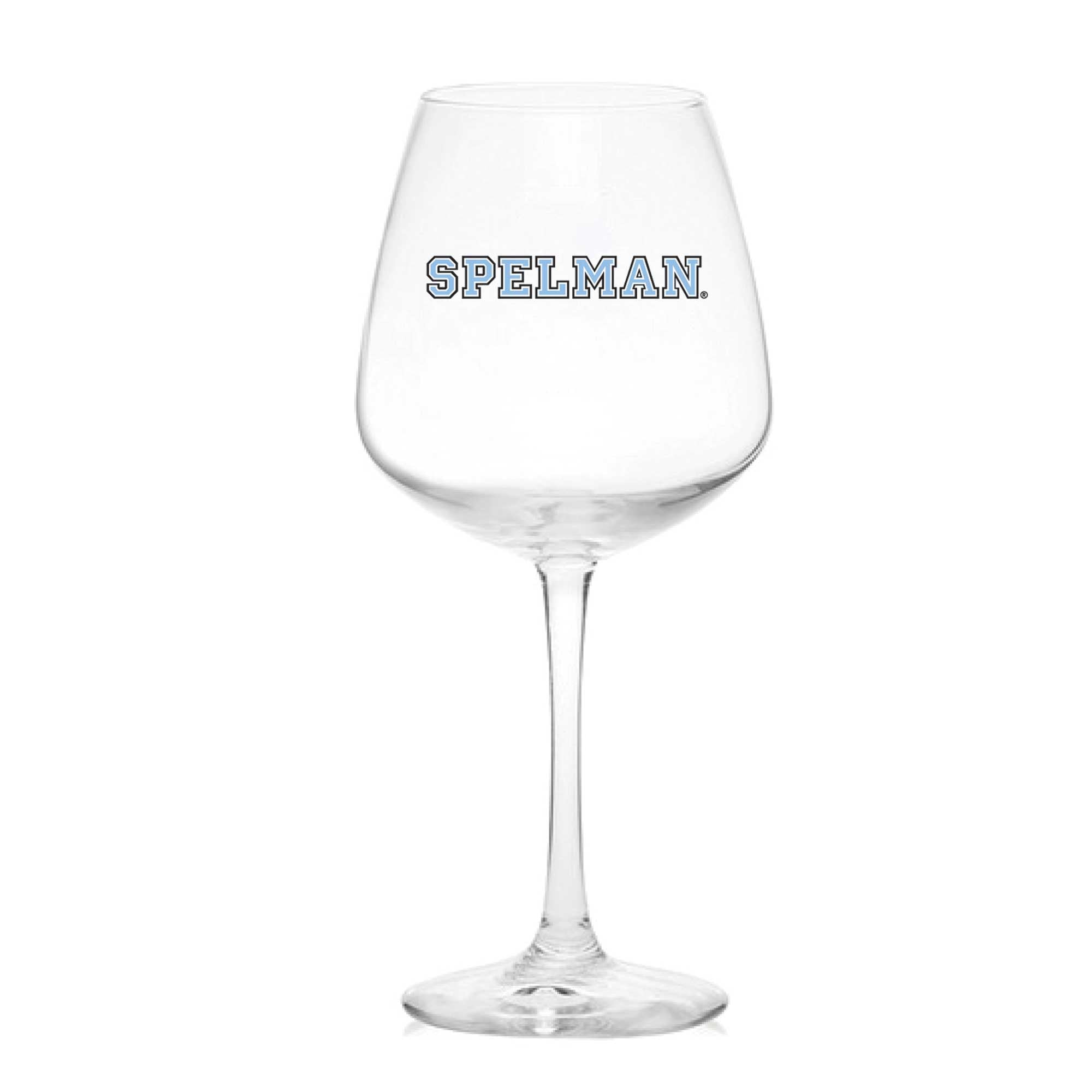 Front. Indigo Falls - Spelman College Jaguars 18oz. Stemmed Wine Glass - Multicolor.