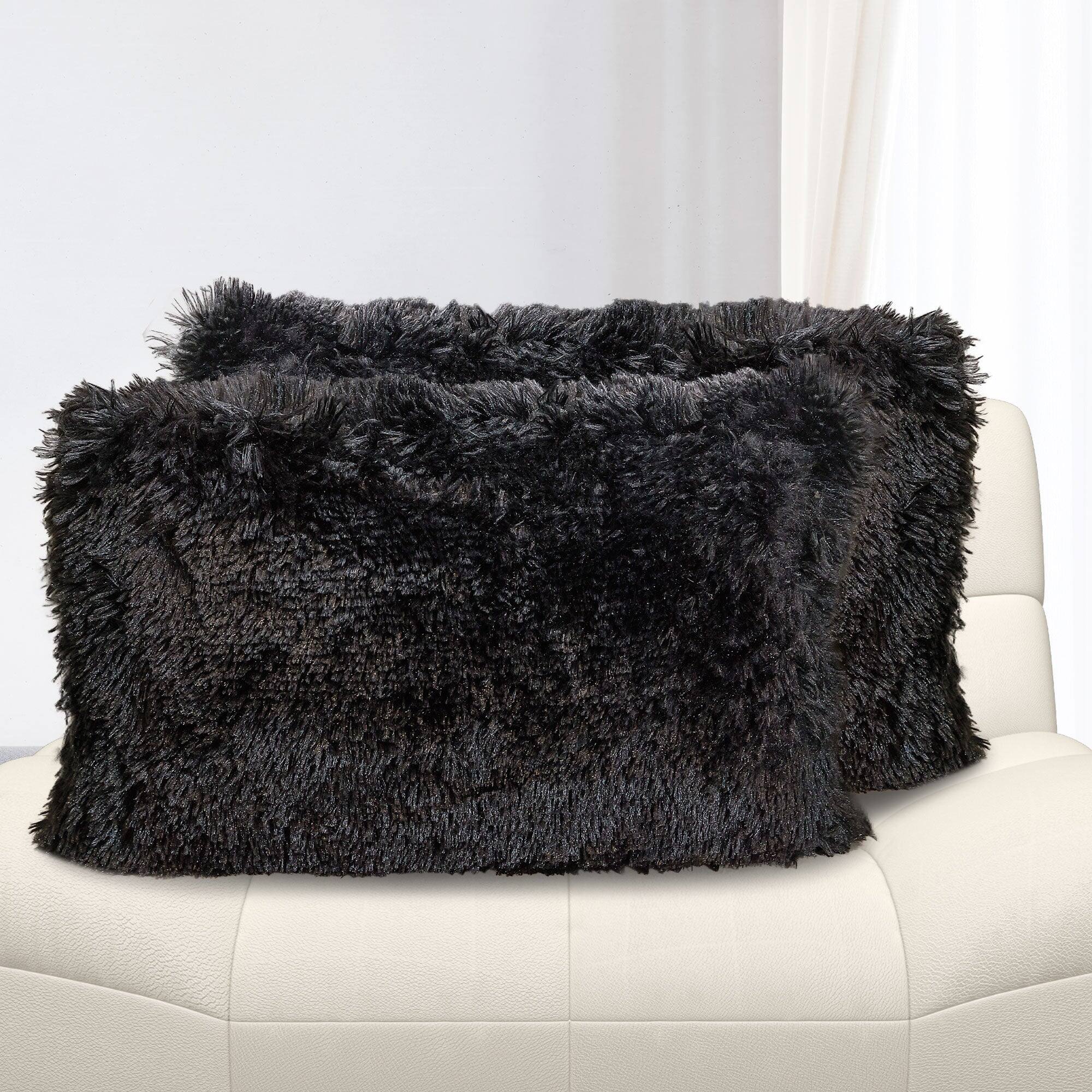 Alt View 9. Cheer Collection - Shaggy Faux Fur Throw Pillows with Inserts Included - Soft, Long Hair Cozy Accent Pillows for Couch or Bed, Set of 2 - Rust Orange.