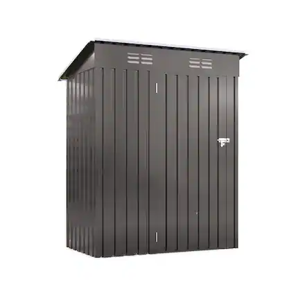 Front. Mondawe - 5X3 FT Metal Outdoor Storage Shed with Pitched Roof and Lockable Door - Gray.