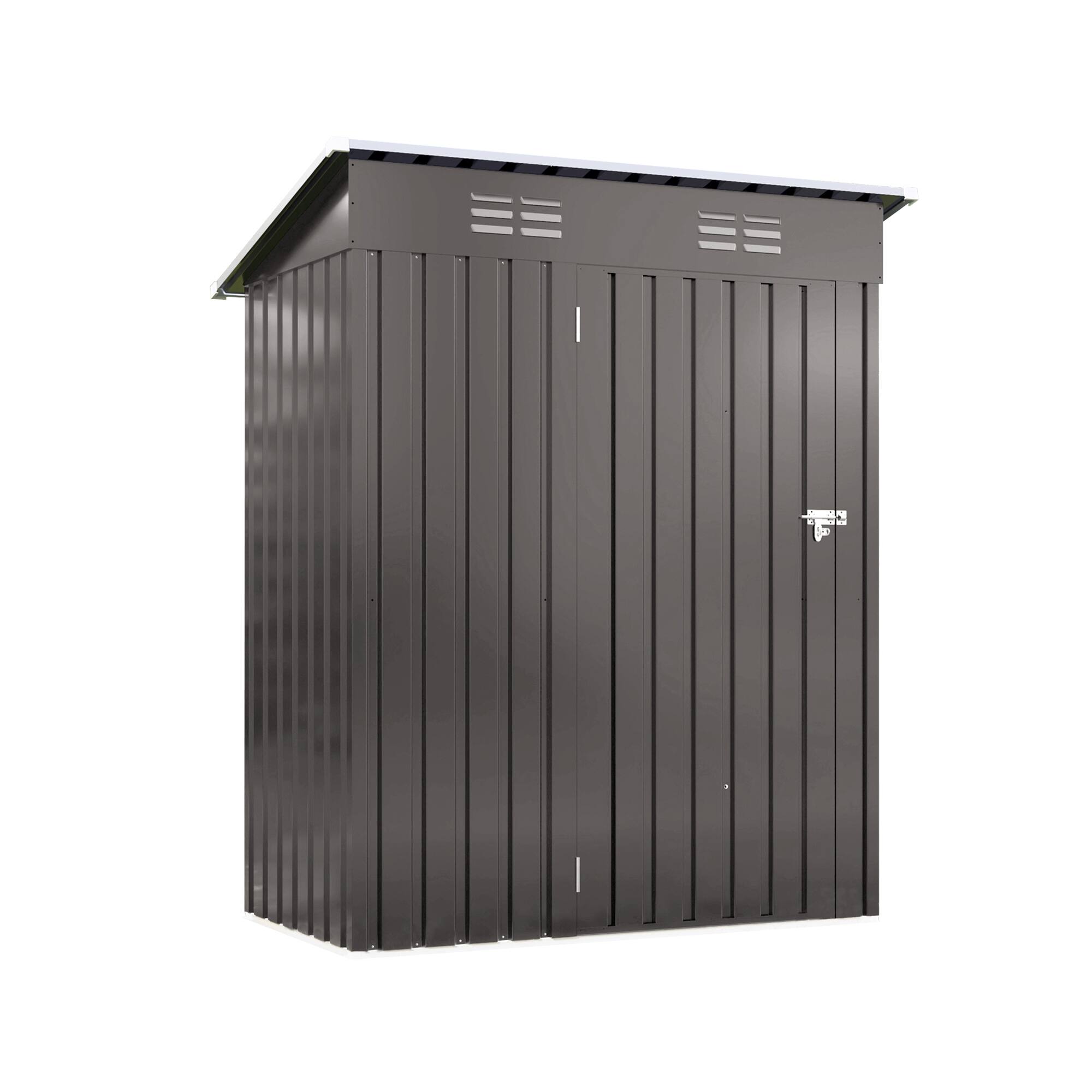 Front. Mondawe - 5X3 FT Metal Outdoor Storage Shed with Pitched Roof and Lockable Door - Gray.