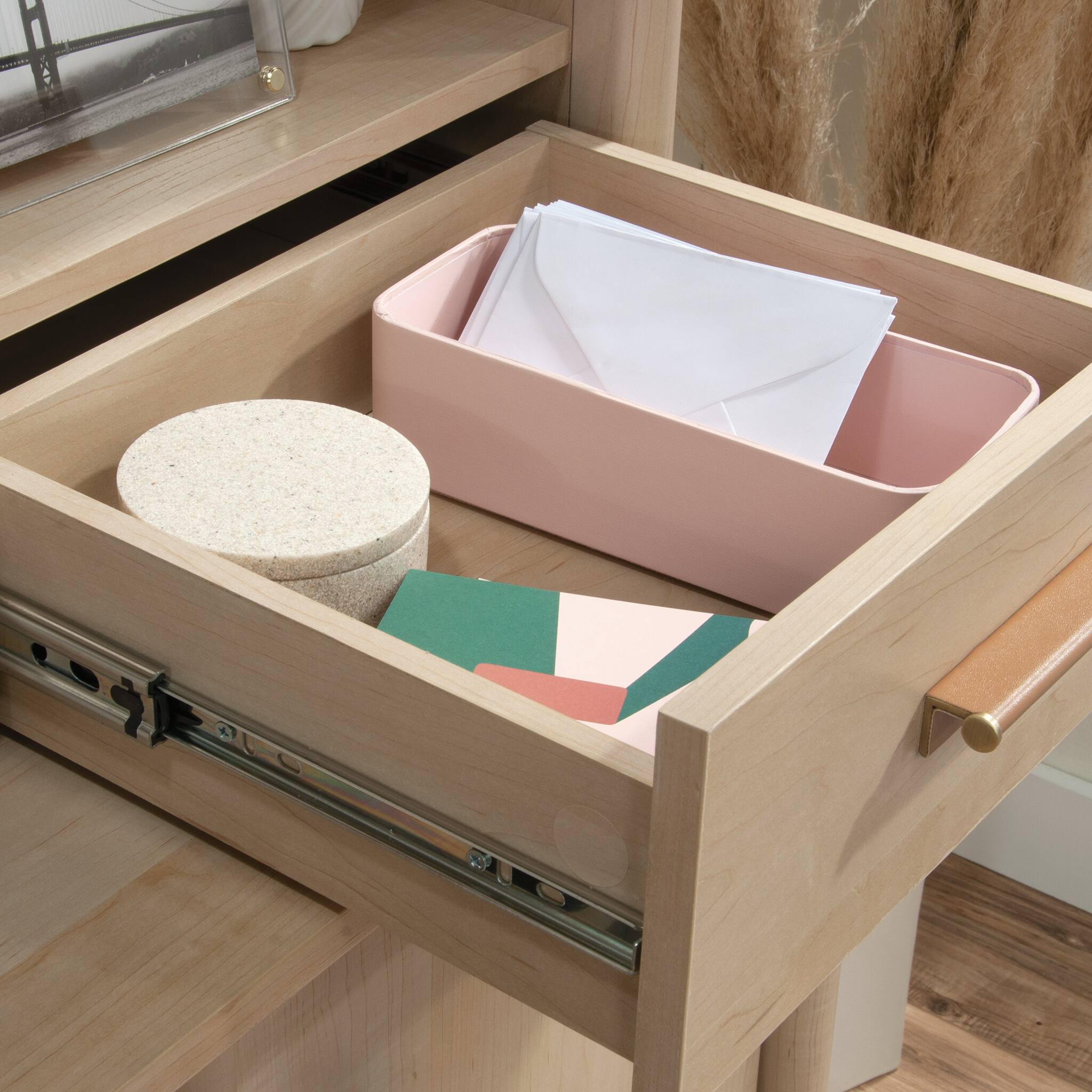 Alt View 4. TinyHomie - Desktop Hutch Brown finish.