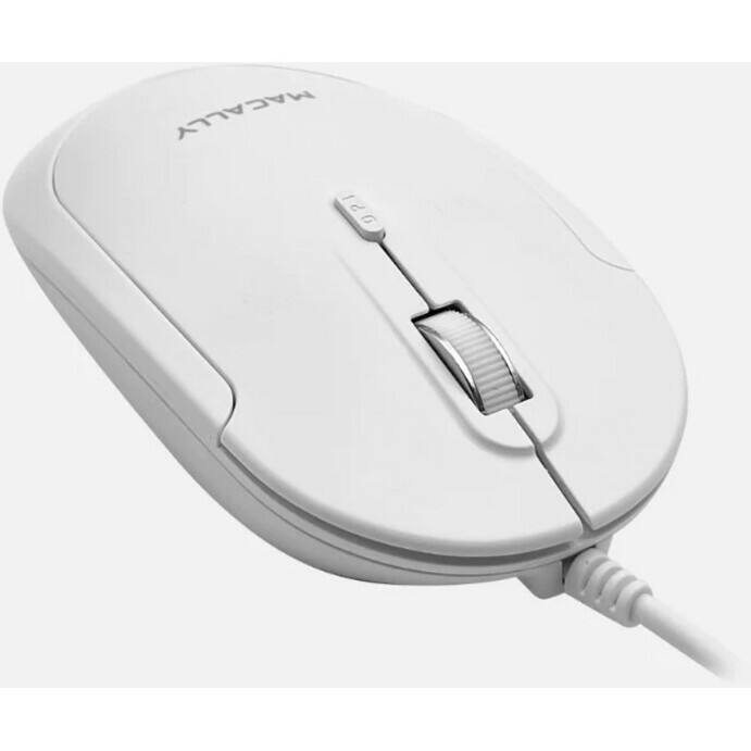 Alt View 5. Macally - Macally USB-C Optical Quiet Click Mouse for Mac/PC White (UCDYNAMOUSEW) - Optical - Cable - White, Silver - USB Type C - Silver.
