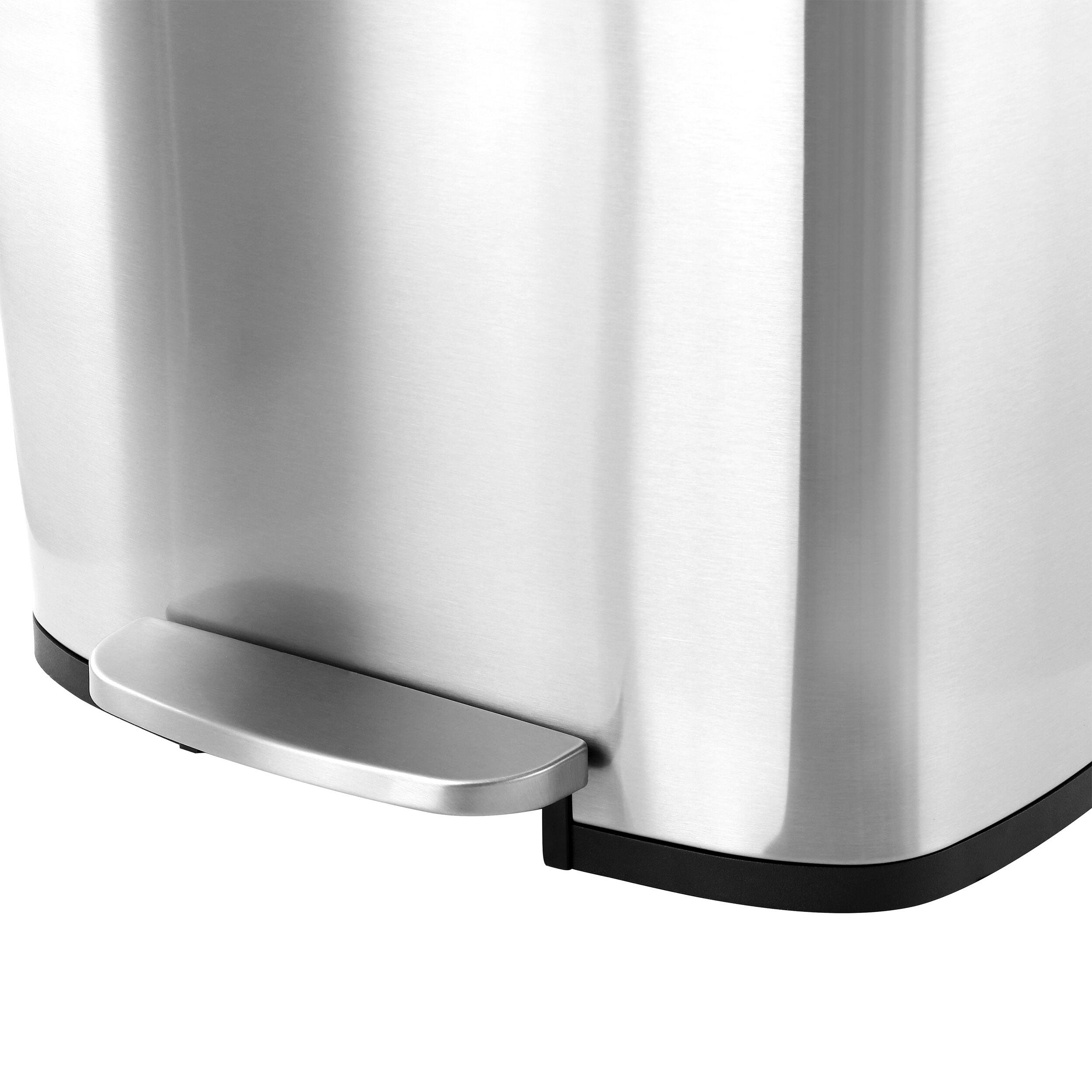 Alt View 7. Elama - Elama 3 Piece 13 Gallon and 1.3 Gallon Stainless Steel Step Trash Bin Combo Set with Slow Close Mechanism - Silver.