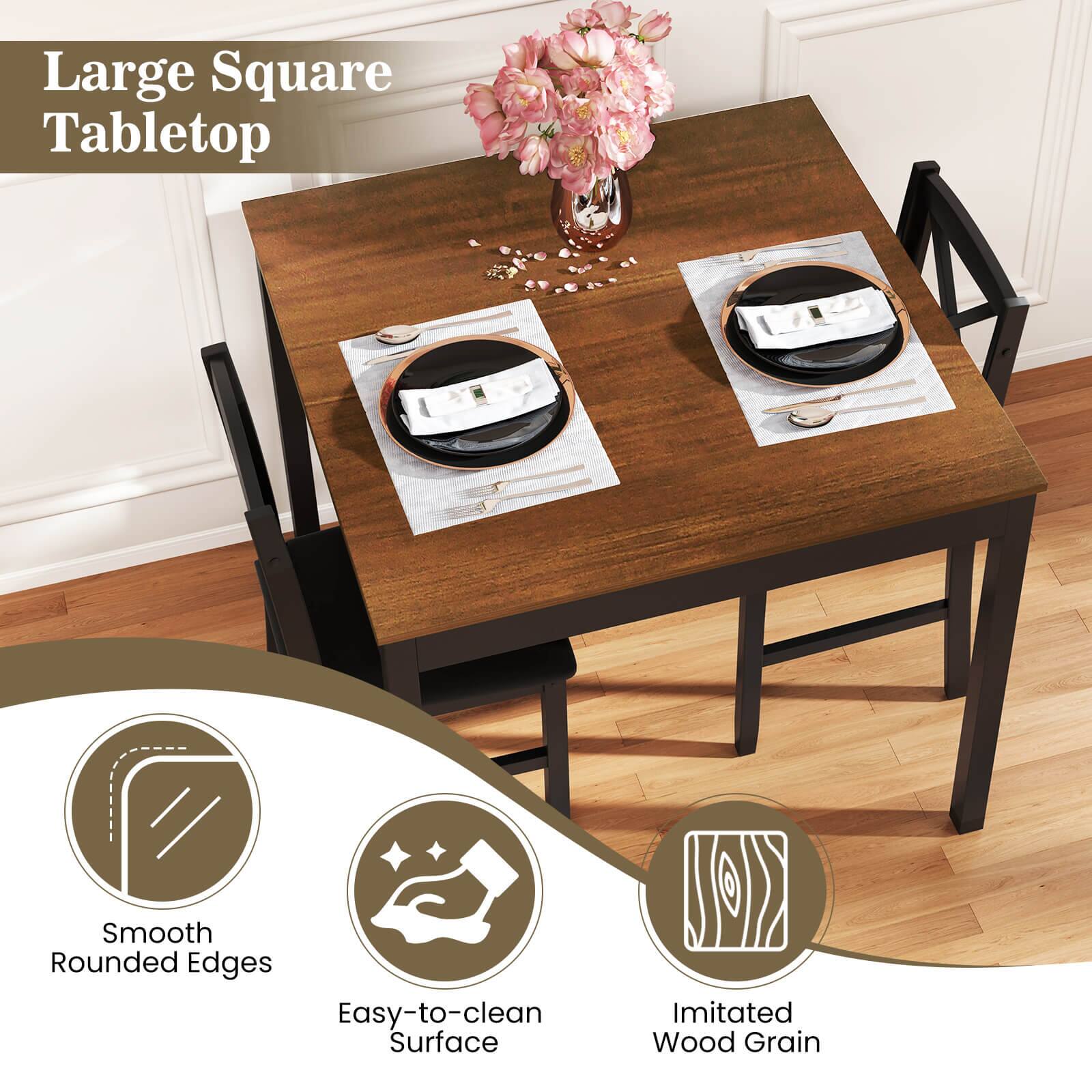 Large Square Tabletop, Smooth Rounded Edges, Easy-to-clean Surface, Imitated Wood Grain