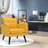 Alt View 11. Costway - Mid-Century Accent Chair with Rubber Wood Legs - Yellow.