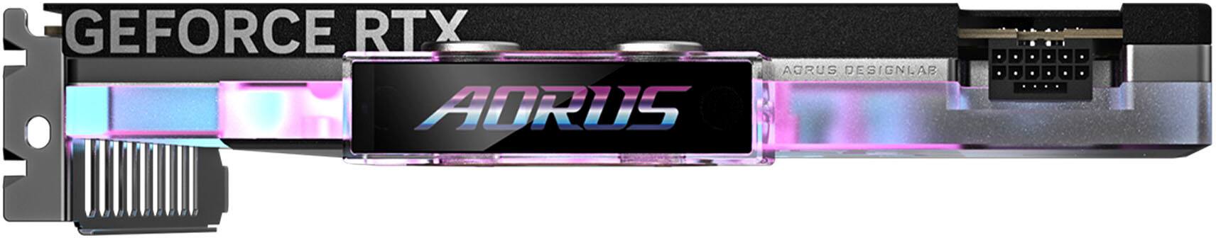 The text on the image reads "GeForce RTX Aorus Designi.ar Aero".