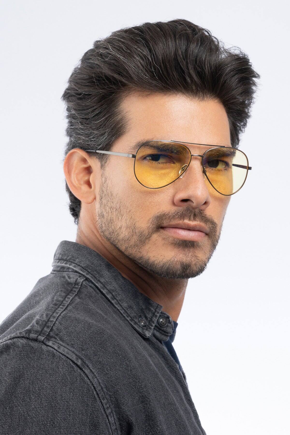 Alt View 2. GUNNAR - GUNNAR Computer Glasses  -  Maverick, Black/Gold, Amber Lens - Blue Light Blocking, Relieve Dry Eye, Anti Glare - Black/Gold.