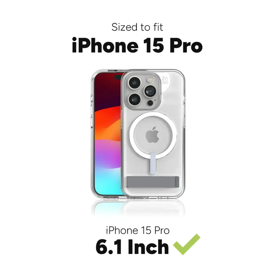 Sized to fit iPhone 15 Pro 6.1 inch.