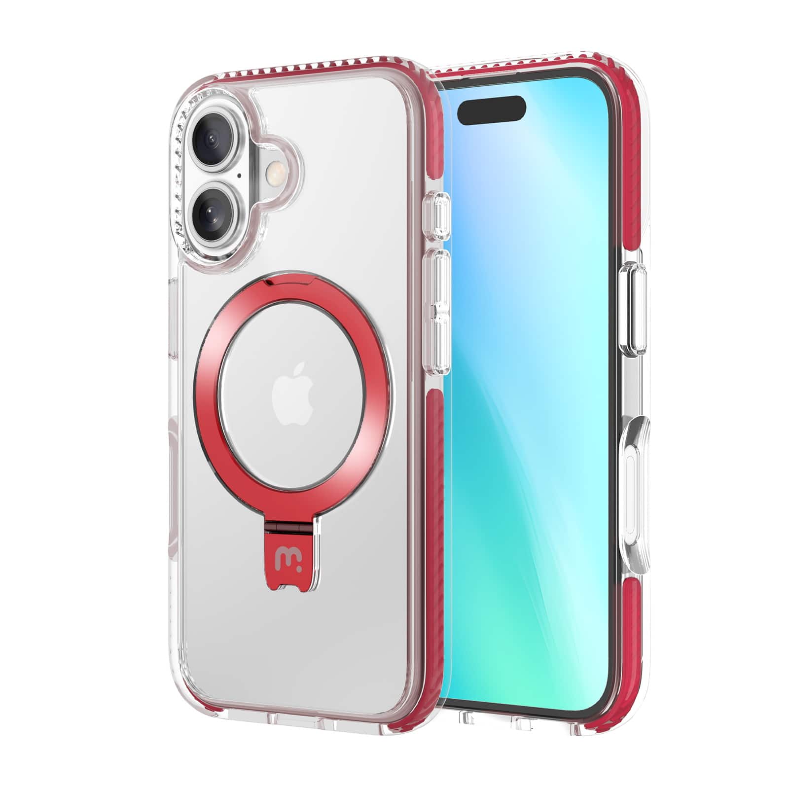 Front. Mybat Pro - MyBat Pro Lure Series Case with MagSafe Kickstand Ring for Apple iPhone 16 - Red - Red.