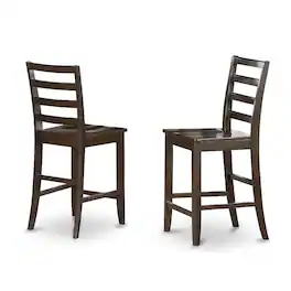 East West Furniture - Fairwinds Stool Wood Seat with lader back - Cappuccino