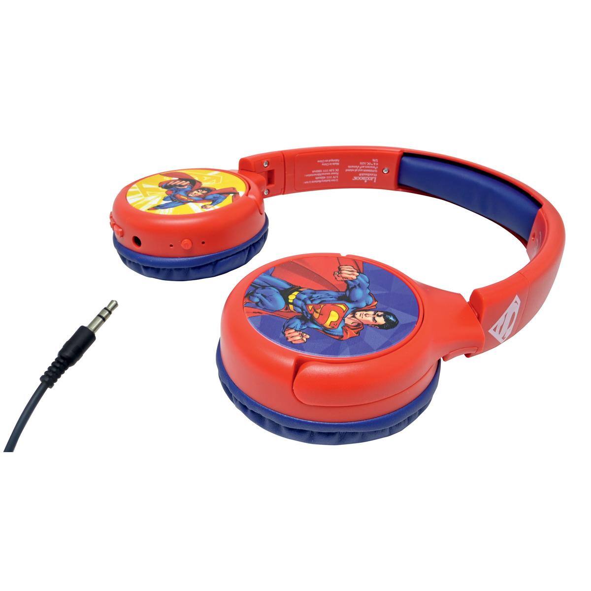 Alt View 3. Lexibook - 2 in 1 Bluetooth® and Wired comfort foldable Headphones with safe volume limitation Superman Design.