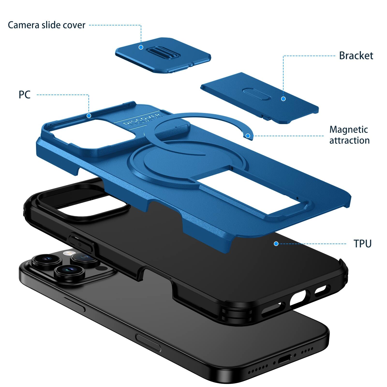 Camera slide cover  
Bracket  
PC  
Magnetic attraction  
TPU