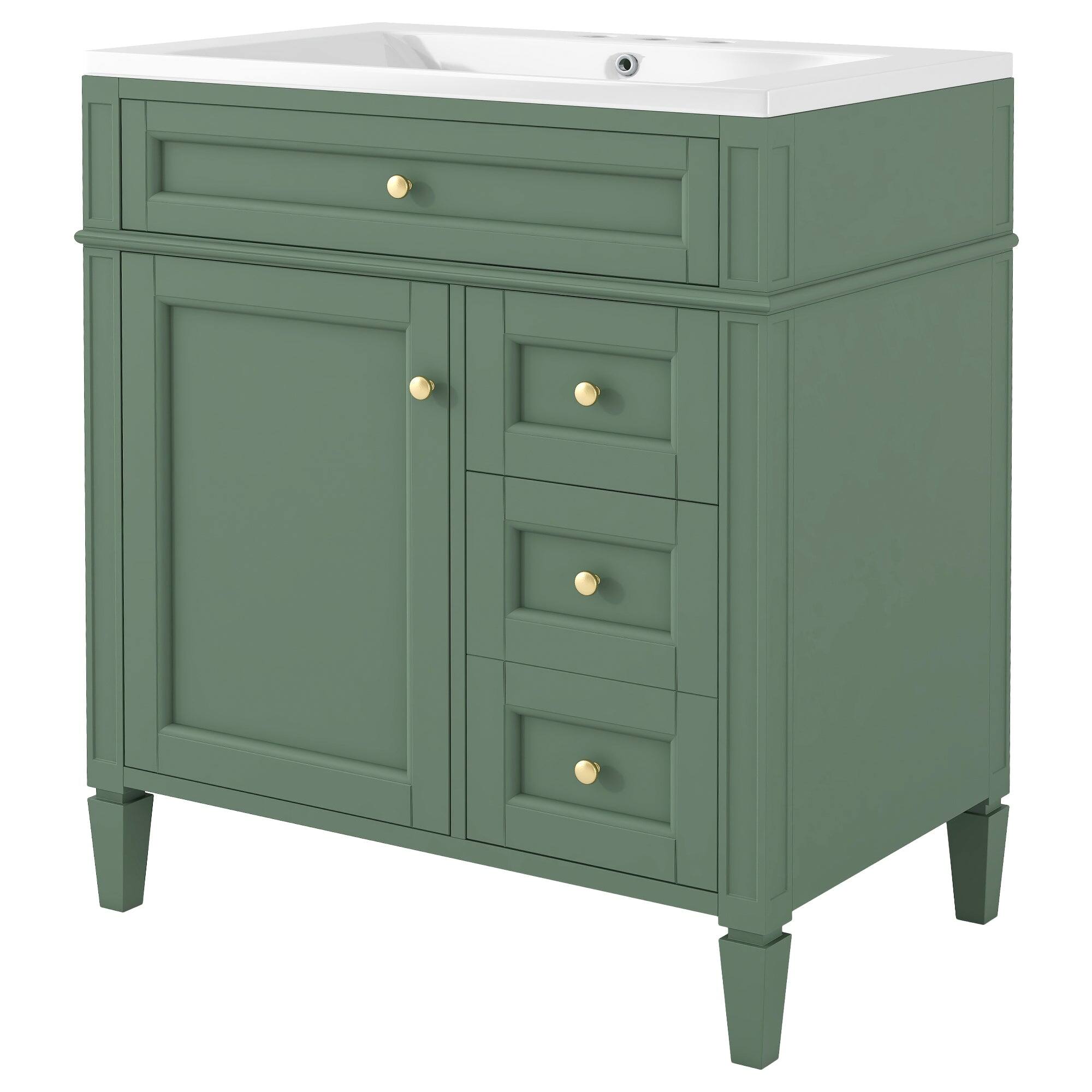 Alt View 9. Boyel Living - 30 Inch Bathroom Vanity with Resin Sink Top Two Drawers Tip Out Green - Green.