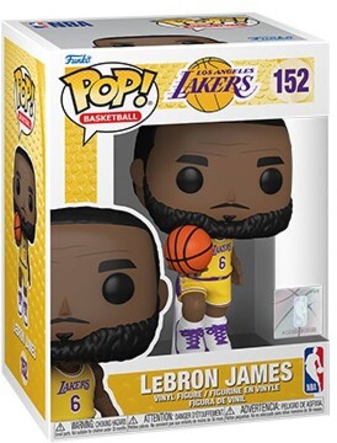 Funko POP!  
BASKETBALL  

LOS ANGELES LAKERS  
152  

LEBRON JAMES  
VINYL FIGURE / FIGURINE EN VINYLE / FIGURA DE VINIL  

WARNING: CHOKING HAZARD - Small parts. Not for children under 3 years.  
ATTENTION: PELIGRO DE AHOGO - Piezas pequeñas. No es para niños menores de 3 años.